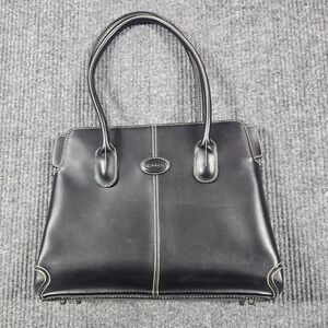 Tods D Bag Womens Black Leather Handbag Satchel Purse Authentic Luxury